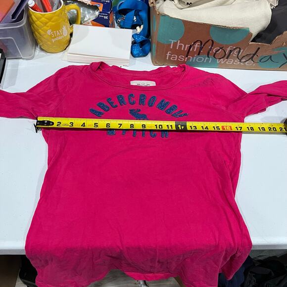 Abercrombie & Fitch Y2K Pink Graphic Moose Spell Out Long Sleeve Size Large - Picture 5 of 6
